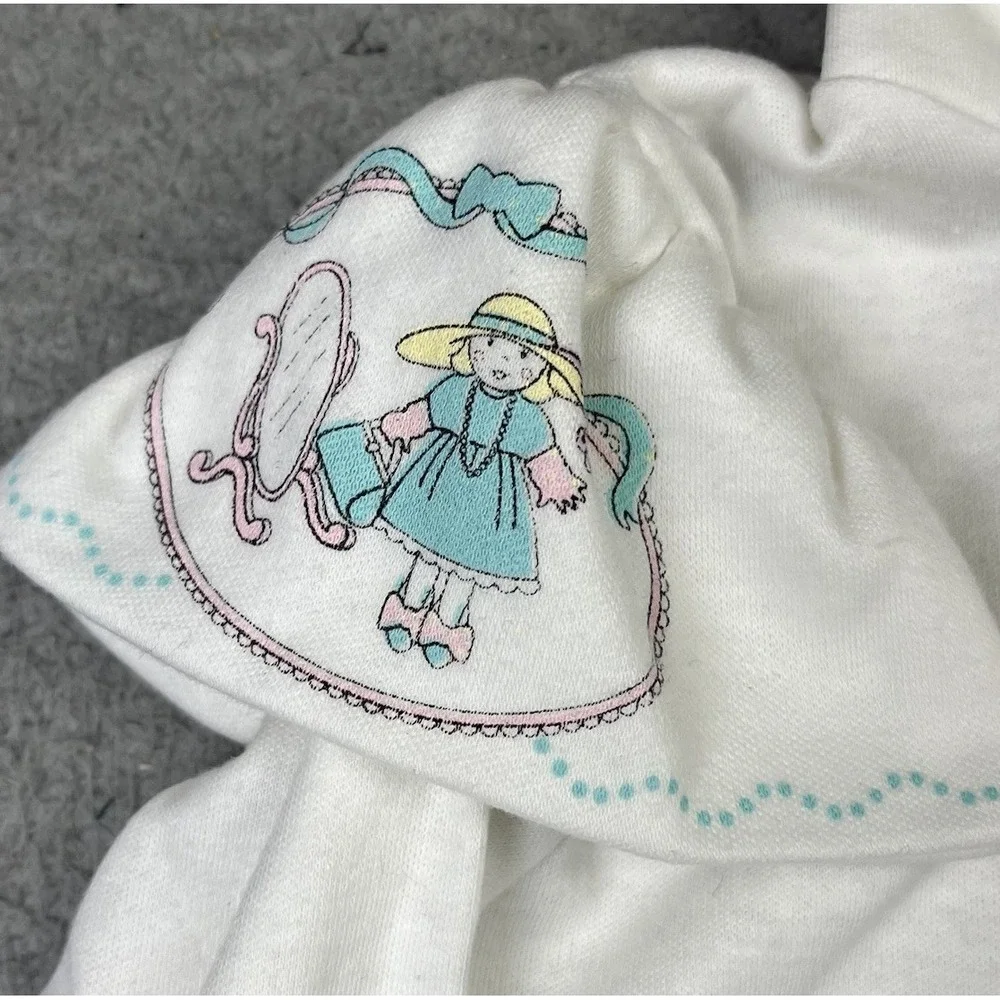 Vintage OshKosh B'Gosh Blue White Doll Turtleneck Ruffle Shoulders USA Size 2T